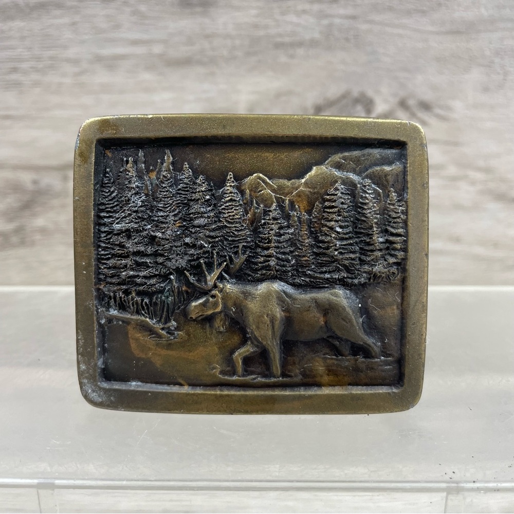 Moose Nature Indiana Metal Craft Vintage 1976 Belt Buckle Outdoors